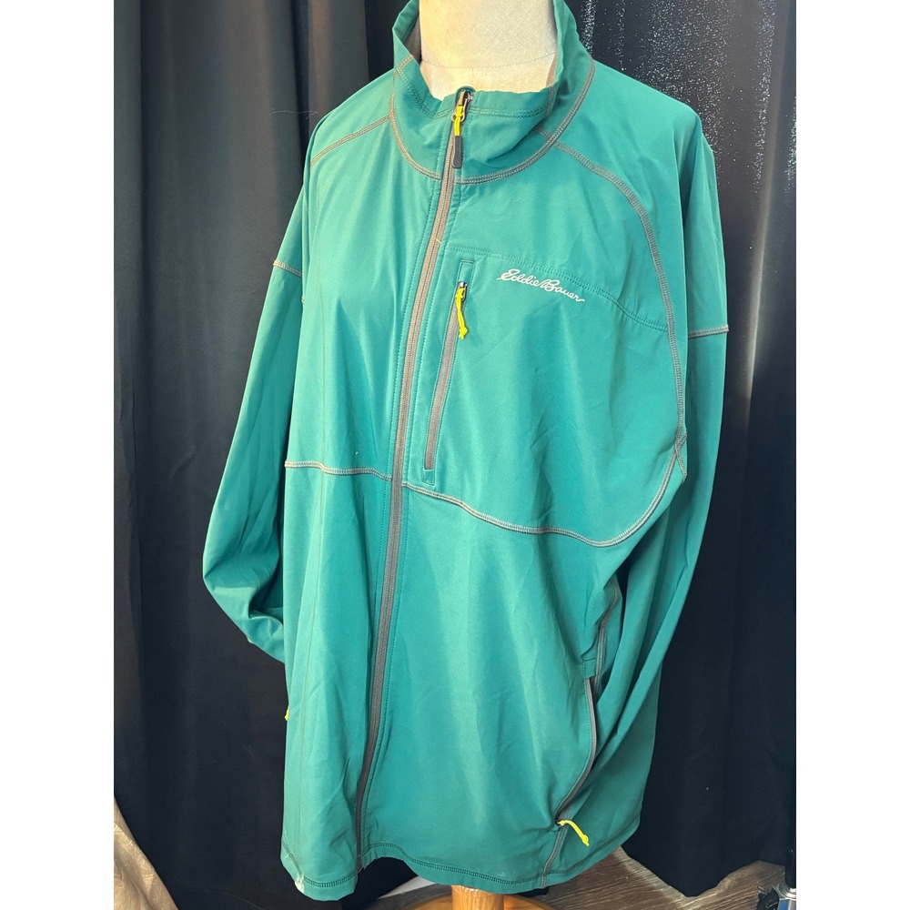 Eddie Bauer‎ First Ascent Mens 2XL Teal Green Full Zip Softshell Hiking Jacket